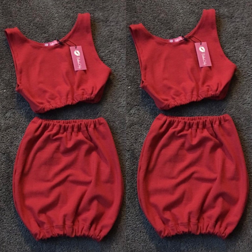 Cropped Mini Skirt Set